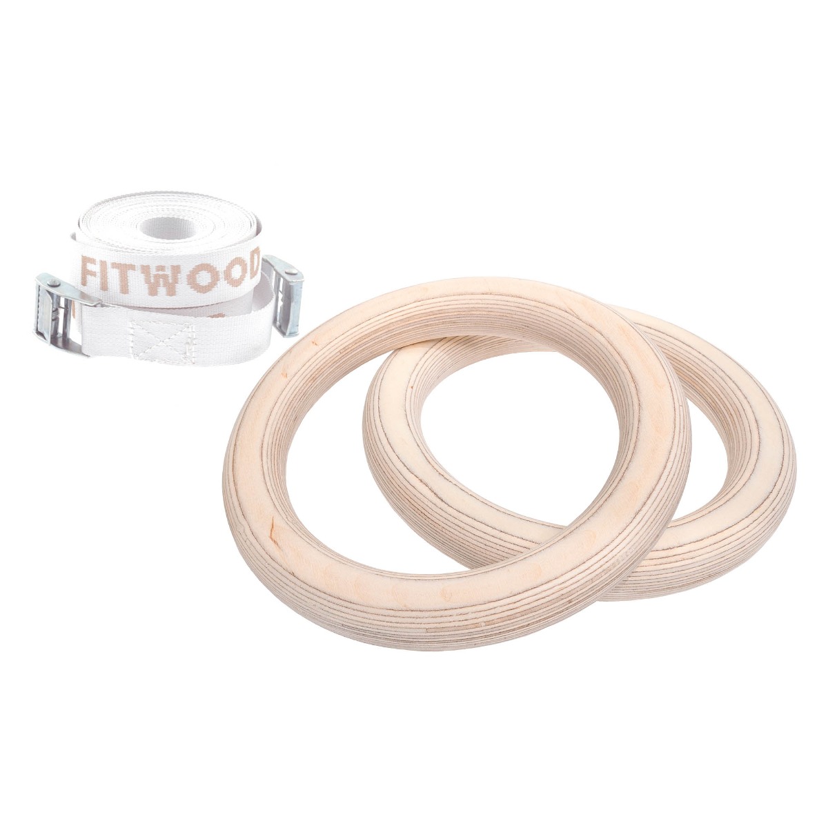 Fitwood Ulpu Mini Gymnastikringe 28mm Træ Overflade   Hvid Strop
