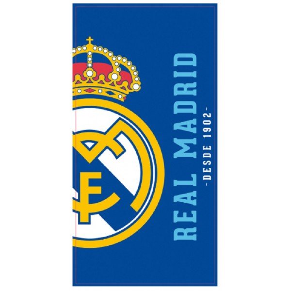 Real Madrid Towel Blue Large Logo In Stock -one-size