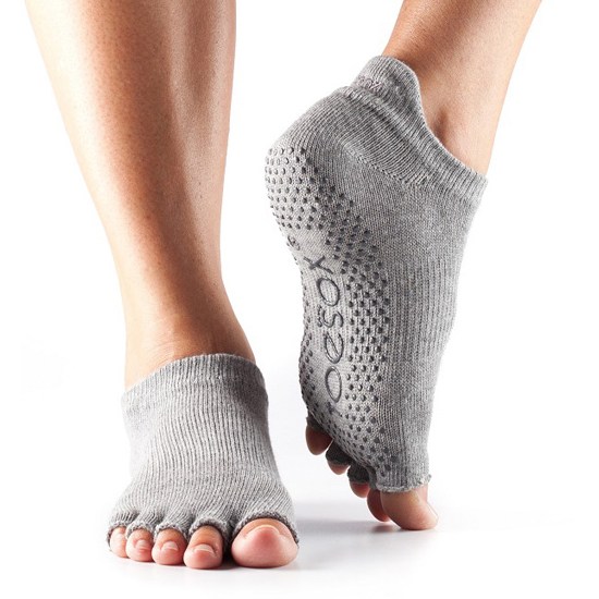 Toesox Halftoe Lowrise Grip Heather Grey