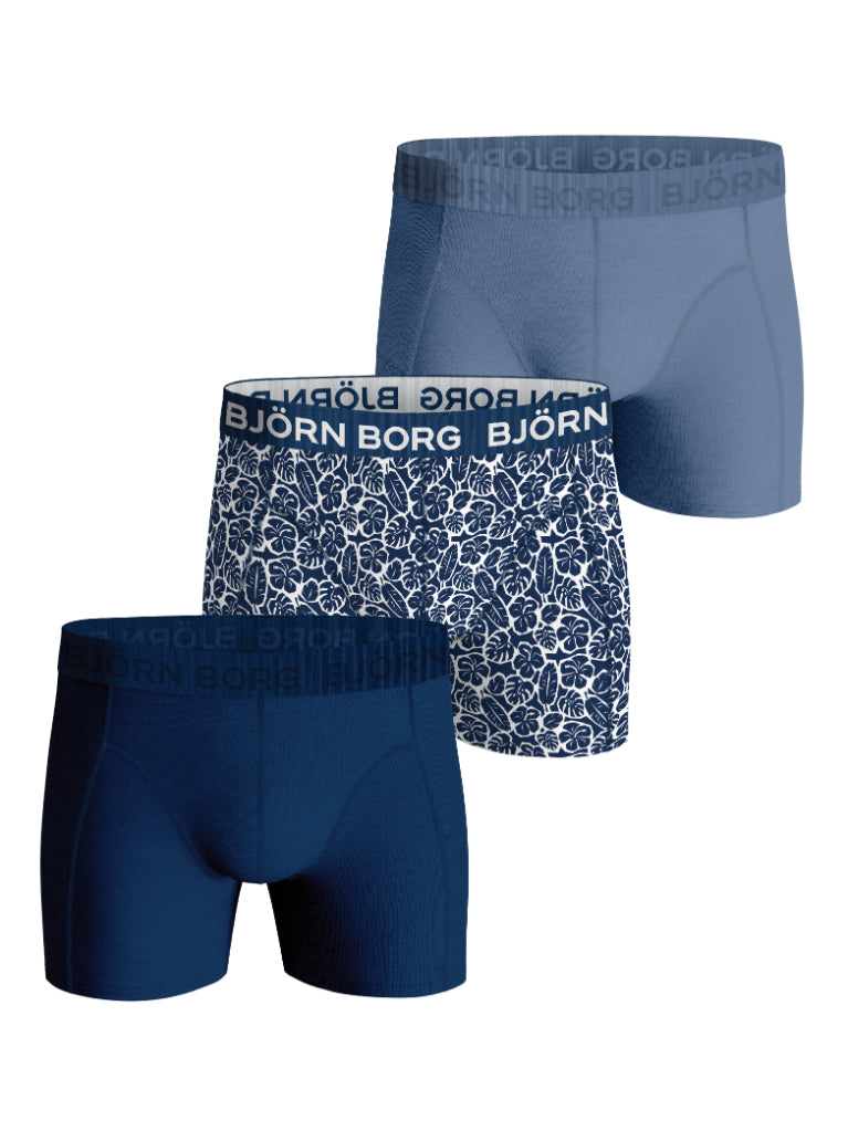 Björn Borg Cotton Stretch Boxershorts -pak Blue Navy Print
