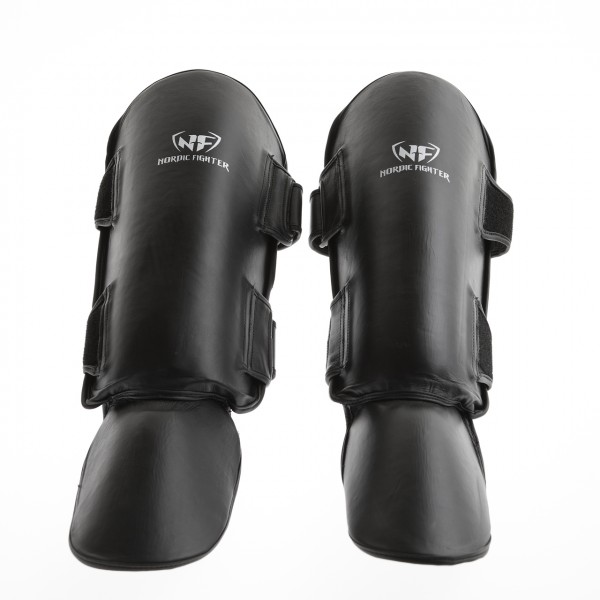 Nordic Fighter Shin Guards Instep Type   Benskinne Læder Sort Large