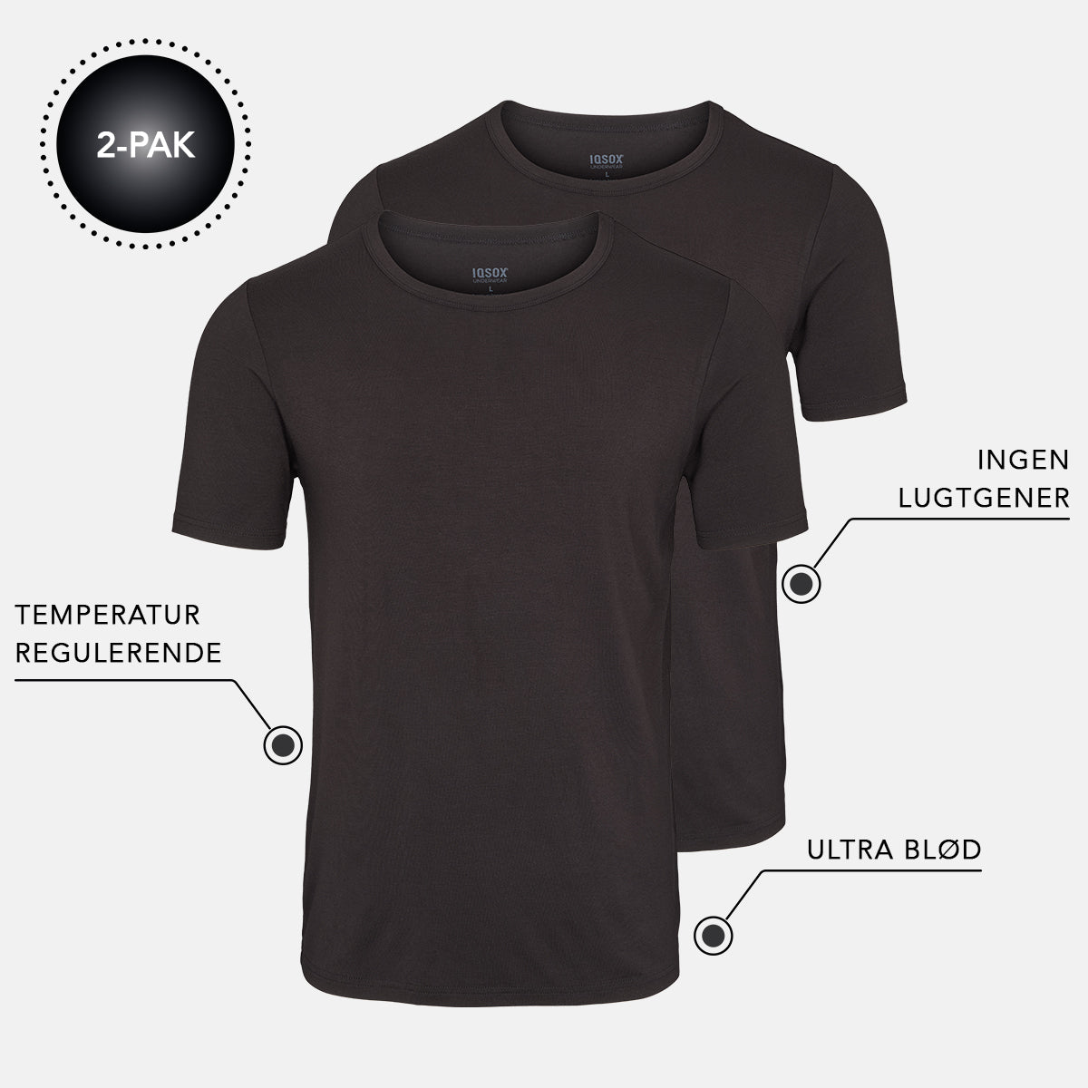 Iq Sox Bambus -shirt Sort -pack Medium