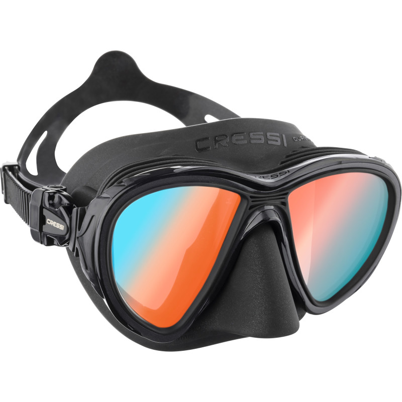 Cressi Quantum Dykkermaske Sort   Blå   Orange Glas