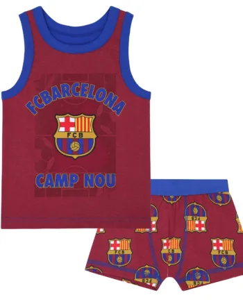 Fc Barcelona Drenge Boxer Shorts   Undertrøje Sæt  -  år