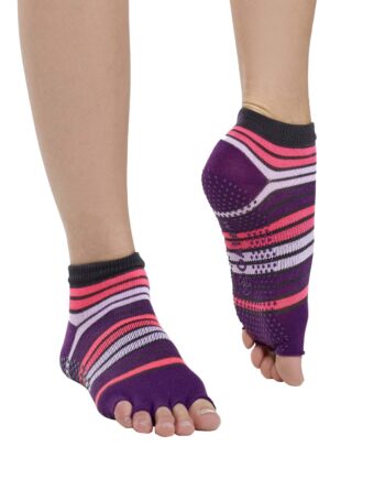 Gaiam Tåløse No-slip Yoga Strømper Pink Purple