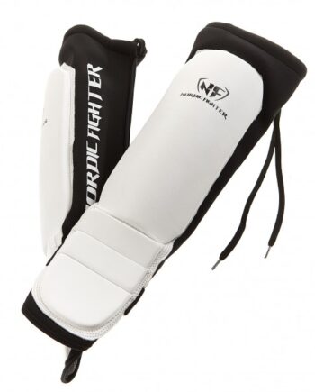 Nordic Fighter Grappling Shin Guards Instep Benskinne ægte Læder Hvid Medium