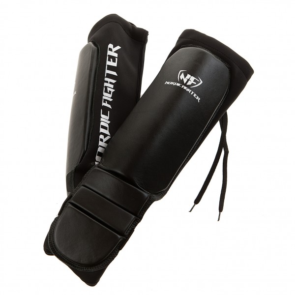 Nordic Fighter Grappling Shin Guards Instep Benskinne ægte Læder  -large