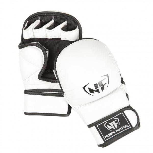 Nordic Fighter Mma Handsker Shooto Gloves Pro White ægte Læder -large