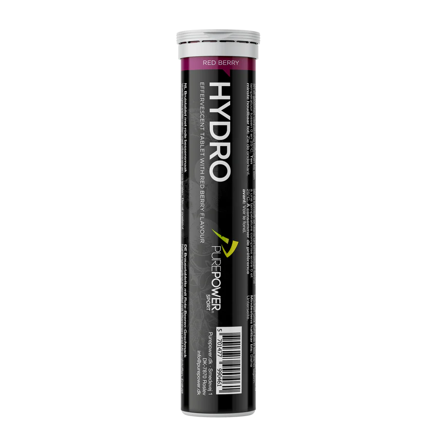 Purepower Hydrotabs Elektrolytter Røde Bær Smag    Rør Med 20 Tabletter