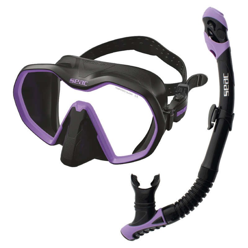 Seac Snorkelsæt Icona   Reverse Dry Sort Lilla