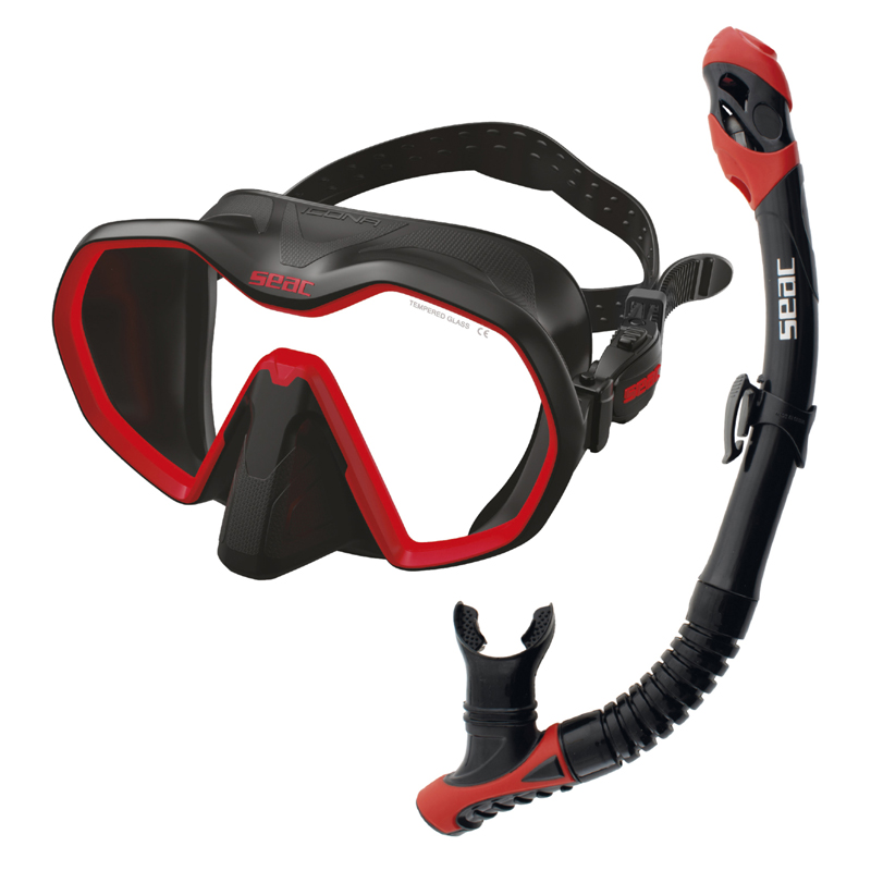 Seac Snorkelsæt Icona   Reverse Dry Sort Rød