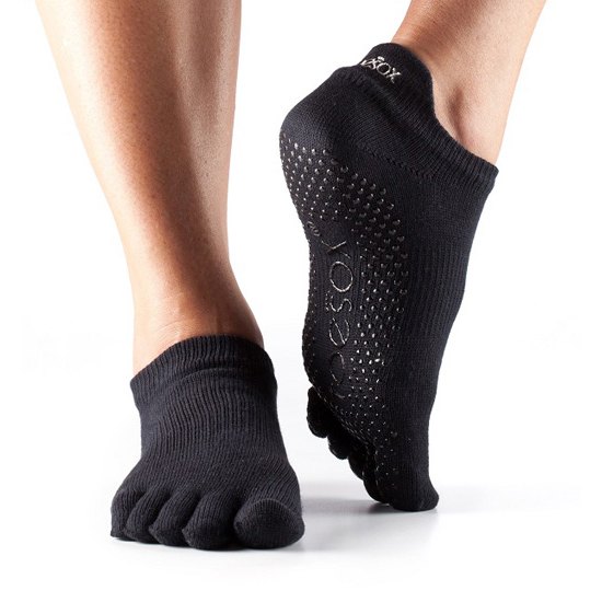 Toesox Fulltoe Lowrise Grip  Sort