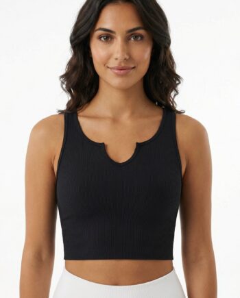 -neck Crop Top Black Large   Black