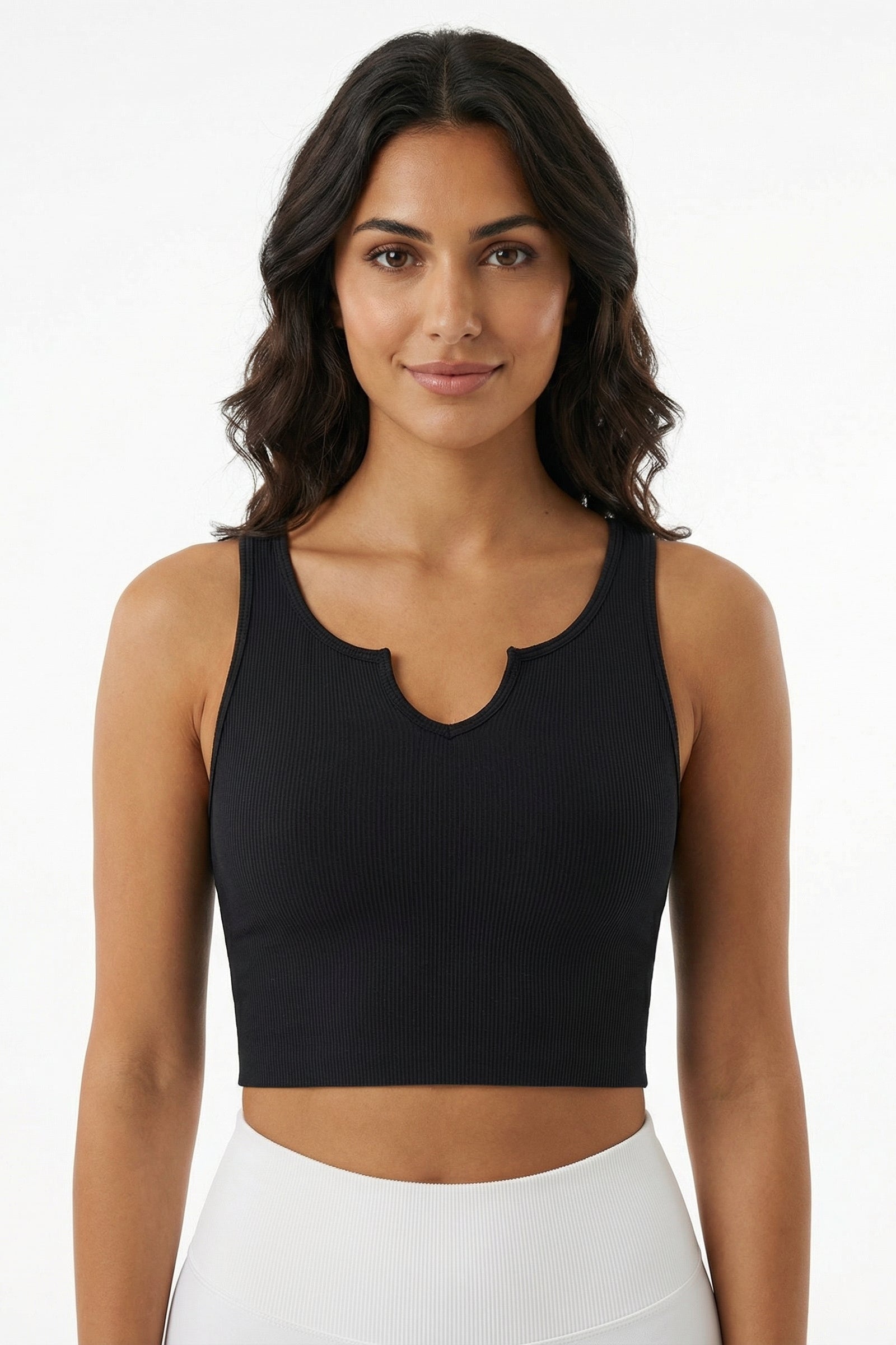 -neck Crop Top Black Large   Black