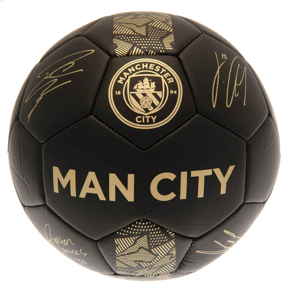 Manchester City Fc Fodbold Med Underskrifter Str