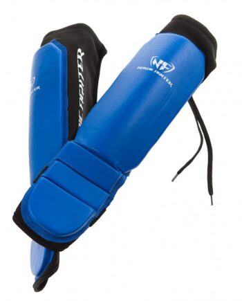 Nordic Fighter Grappling Shin Guards Instep Benskinne ægte Læder Blå Medium